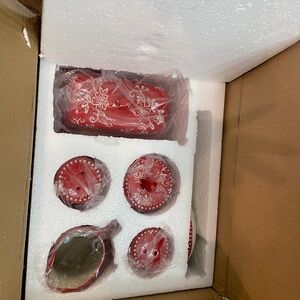 Temptations Red Floral Serveware Set